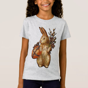 Bonita Cinza Rústica Da Páscoa Raparigas T Camisa