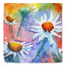 Bonita Daisy Floral Watercolor Bandana