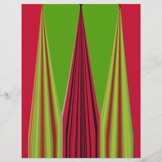 Bonita design de arte fractal verde-amarela vermel (Frente)