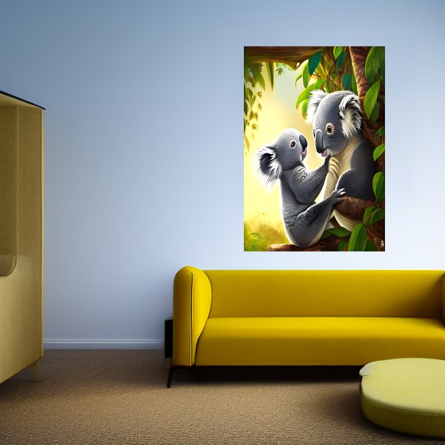 Bonita e adorável Koala e criança | AI Art Poster (Criador carregado)