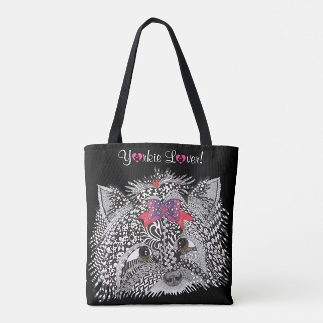 Bonita e Colorida Yorkshire Terrier Tote Bag (Verso)