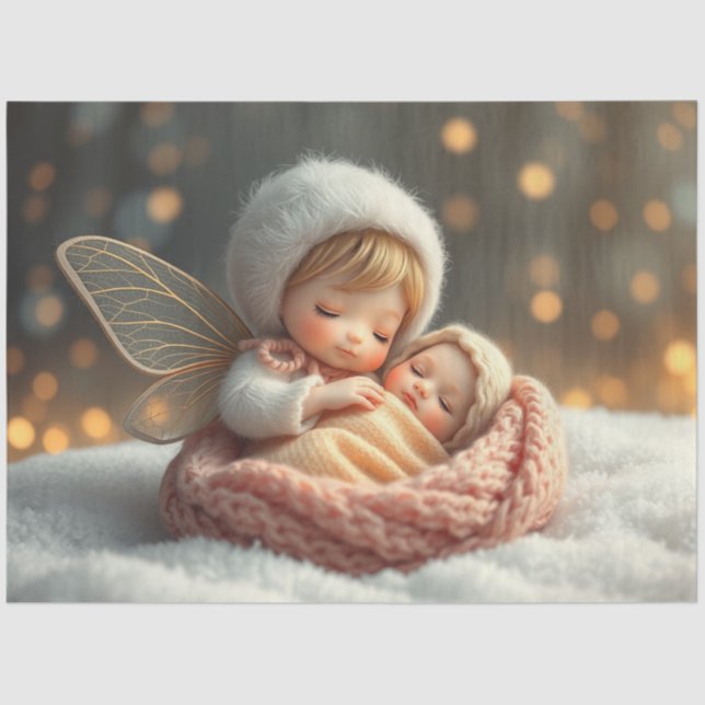 Bonita Fada e Bebê Fantasia Papel de Arte (Frente )