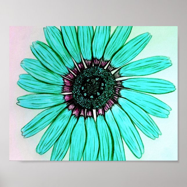 Bonita mão esboçada Poster de Flor (Frente)