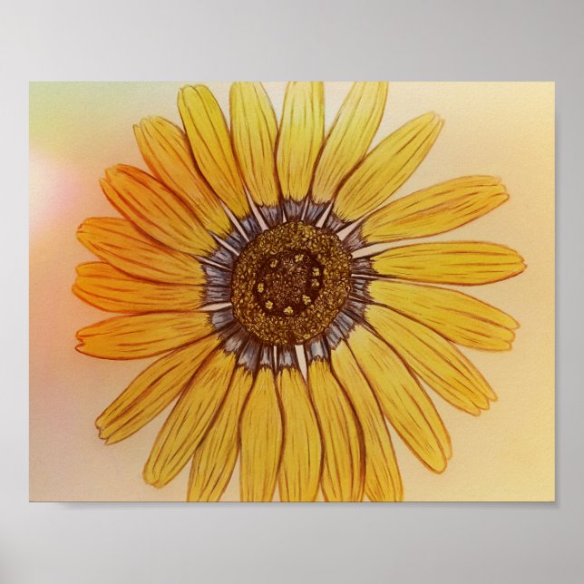 Bonita mão esboçada Poster de Flor (Frente)