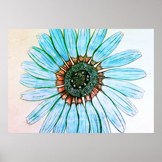 Bonita mão esboçada Poster de Flor (Frente)