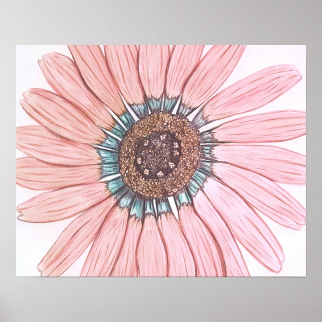 Bonita mão esboçada Poster de Flor (Frente)