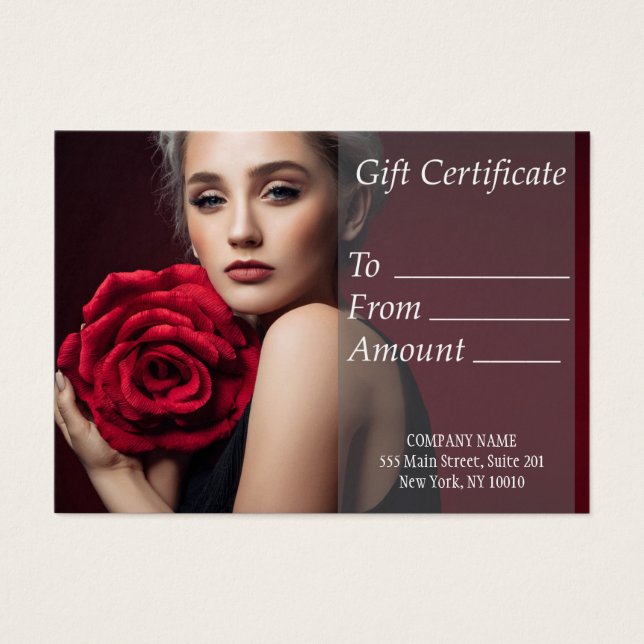 Bonita Mulher Com Flores Certificado De Presente (Frente)