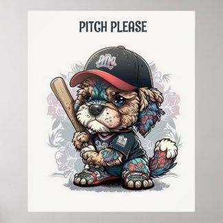 Bonita, Puppy Jogando Poster de Baseball