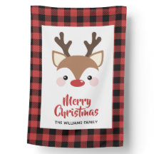 Bonita Reindeer Buffalo Cheque Vermelho Feliz Nata