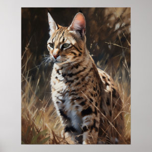 Bonita Savannah Cat Art Impressão Poster