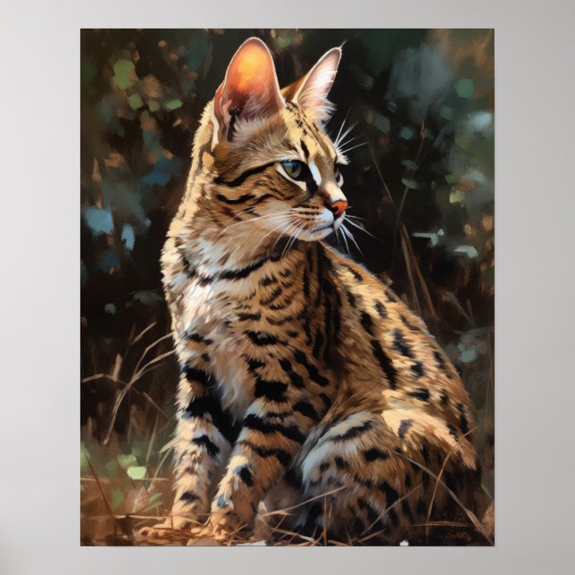 Bonita Savannah Cat Art Impressão Poster (Frente)