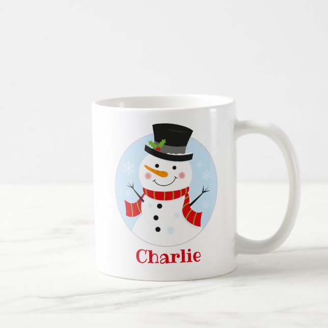 Bonita Snowman Personalizada Crianças Caneca de Na (Direita)