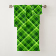 Bonita Xadrez verde conjunto de toalhas