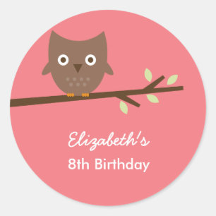 Bonitas Corujas Favorecem Adesivos (Rosa)