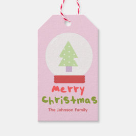 Bonitas etiquetas de presentes da família rosa Sno