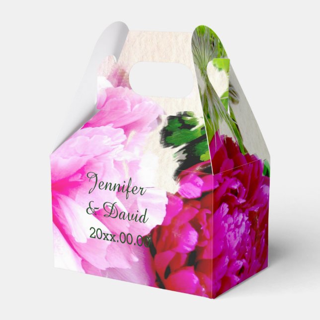Bonitas Peonies Casando Caixa de Favor Gable (Frente)