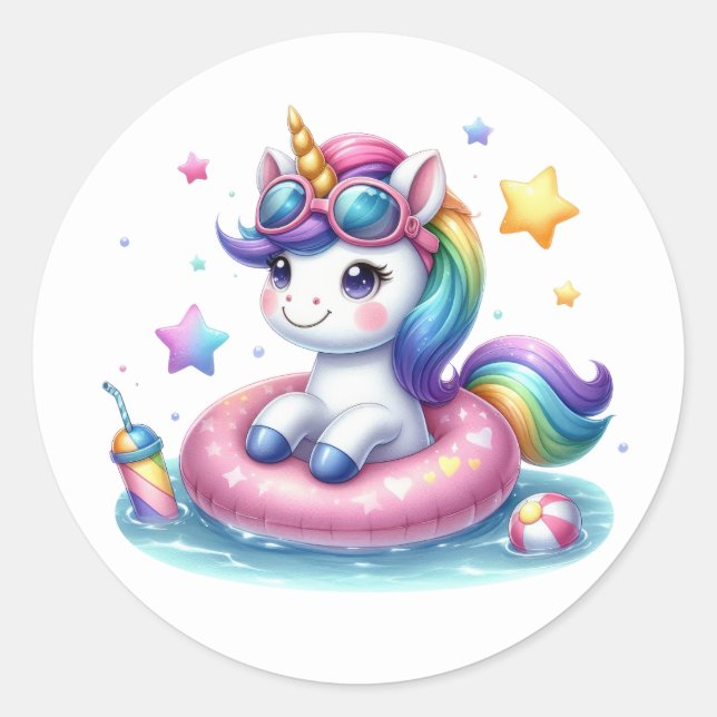 Bonito adesivos de Piscina Unicorn (Frente)