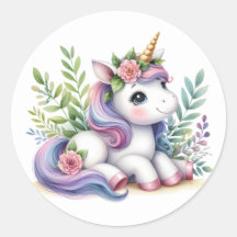 Bonito Adesivos Unicorn de Aquarela