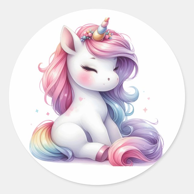 Bonito Adesivos Unicorn de Aquarela (Frente)