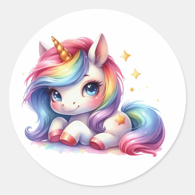 Bonito Adesivos Unicorn de Aquarela (Frente)