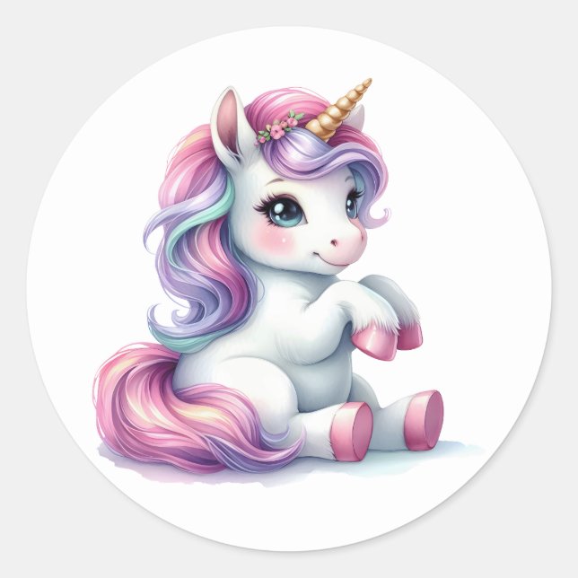 Bonito Adesivos Unicorn de Aquarela (Frente)