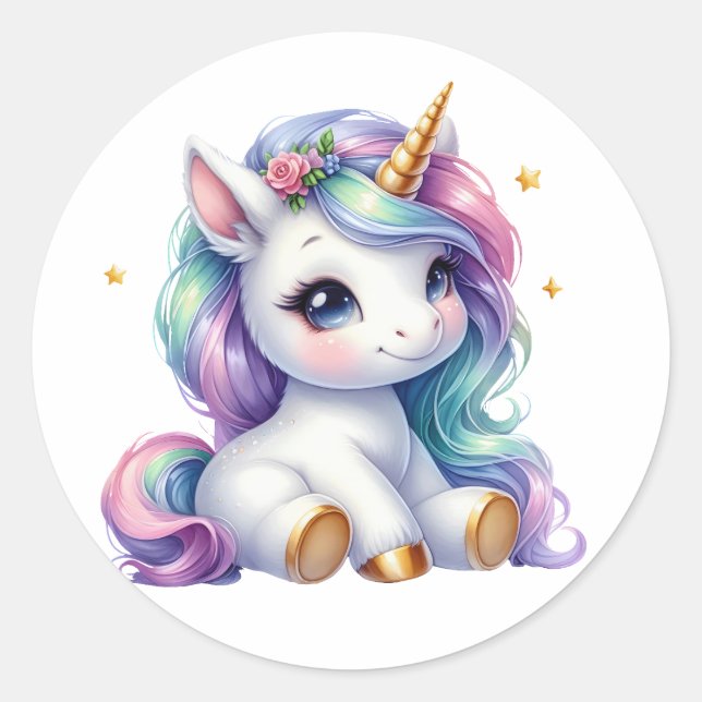 Bonito Adesivos Unicorn de Aquarela (Frente)