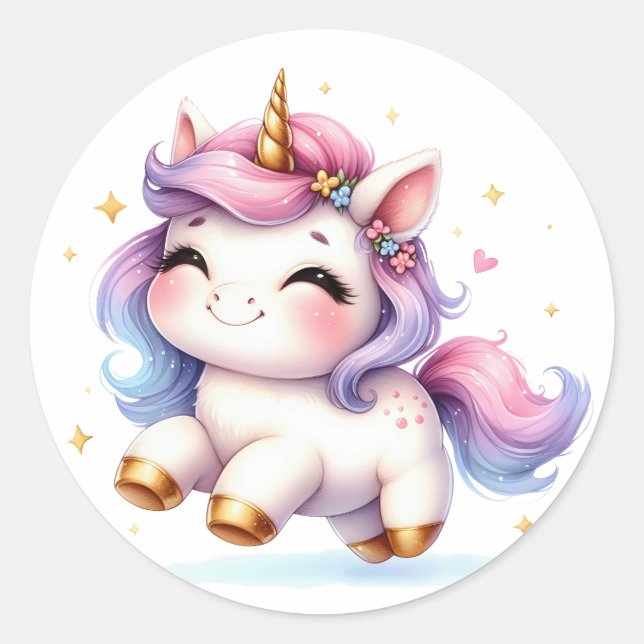 Bonito Adesivos Unicorn de Aquarela (Frente)