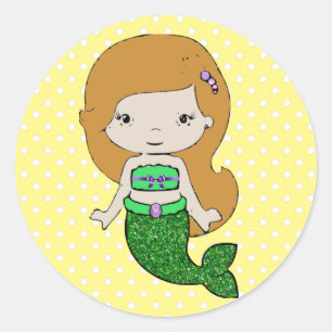 Bonito adesivos verdes e amarelos da Sereia