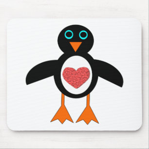 Bonito Amor Coração Pinguim Pinguin Mousepad