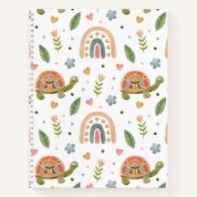 Bonito Aquarela Tartaruga e Padrão Arco-Íris