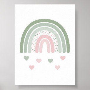 Bonito Arco-Íris Corações Boho Nursery Poster