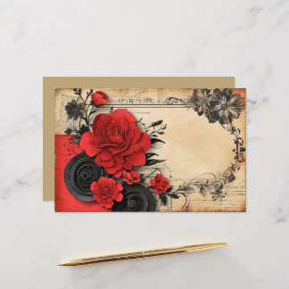 Bonito Art Deco Gótico Vermelho Flor Papel Escrapa