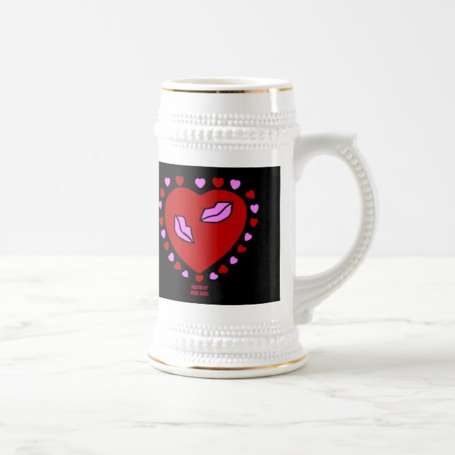 Bonito Beijo de Coração Caneca de cerveja (Direita)