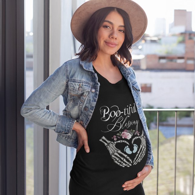 Bonito Bênção Menino Gótico Coração Gótico (Boo-tiful Blessing Baby Boy Gothic Skeleton Heart T-Shirt)