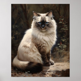 Bonito Birman Cat Art Impressão Poster