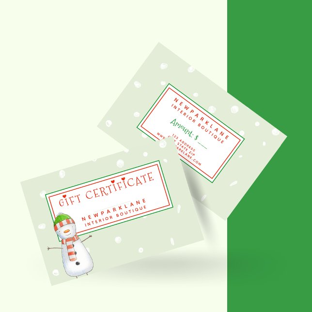 Bonito boneco de neve - Certificado de presente de (Criador carregado)