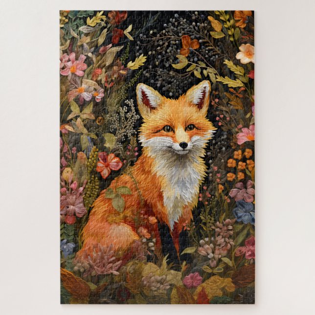 Bonito Bordada Fox Jigsera Quebra-cabeça (Vertical)