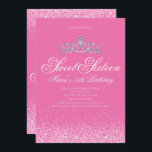 Bonito Brilhante Rosa, Doce 16 Convites<br><div class="desc">Bonito Literatura Rosa, Doce 16 Convites. Projetado com faíscas, brilho cor-de-rosa e uma coroa cintilante prateada para um doce glamouroso dezesseis anos. Feita para especial para adolescentes, este convite de 16 anos cor-de-rosa será uma apresentação fabulosa para o seu dia especial. Outros suprimentos coordenadores do Sweet Sessenta estão disponíveis no...</div>