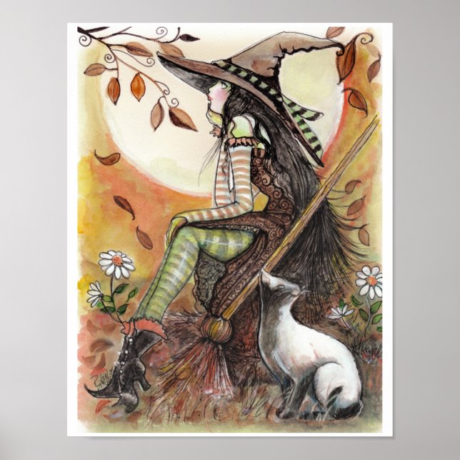 Bonito bruxa e POSTER de gato preto (Frente)