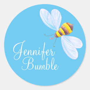 Bonito bumble etiquetas da arte da aguarela da