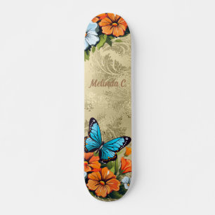 Bonito Cabeça de Skate de Borboleta Floral