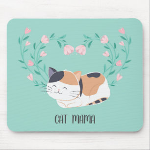 Bonito Calico Cat Florals Personalizado Mousepad