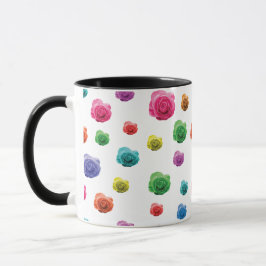 Bonito caneca com padrão rosa encantador