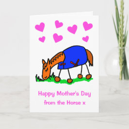 Bonito cartão do Dia das Mães com cavalo em manta