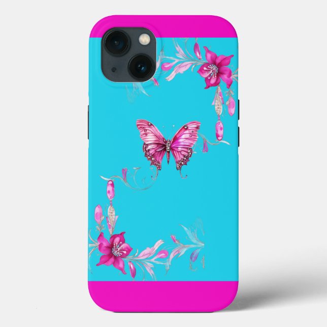 Bonito caso do Elegante Fuschia Butterfly iPhone 1 (Verso)