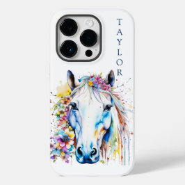 Bonito Cavalo Branco Floral Personalizado