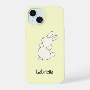 Bonito coelho branco, nome personalizado amarelo