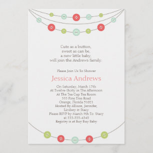 Bonito como um convite do chá de fraldas do botão