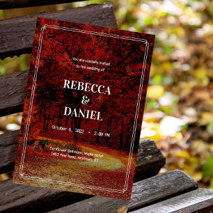 Bonito Convite Cênico de Casamento de outono