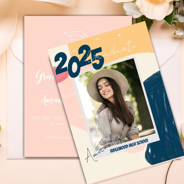 Bonito Convite de Anúncio de Formatura 2025 (Cute 2025 Photo Graduate Announcement Invitation Postcard)